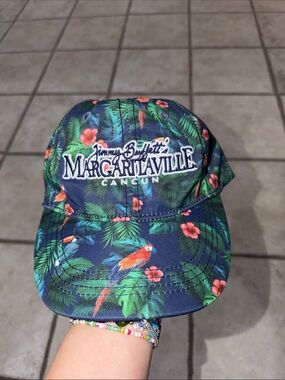 vintage Jimmy Buffett's Margaritaville Cancun tropical parrot print baseball hat